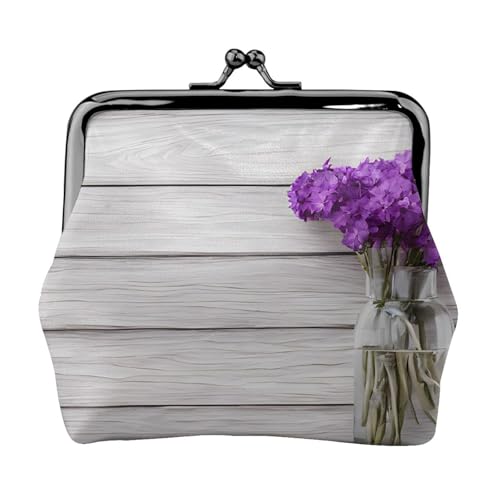 Orchidee doppelseitig bedrucktes Muster Damen und Mädchen Mode Leder Kiss Lock Münzbörse Kartentasche, Schwarz , Einheitsgröße, Kartenhalter von GTGHYLHA