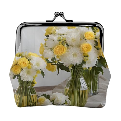 Orchideen doppelseitig bedrucktes Muster Damen und Mädchen Mode Leder Kiss Lock Münzbörse Kartentasche, Schwarz , Einheitsgröße, Kartenhalter von GTGHYLHA