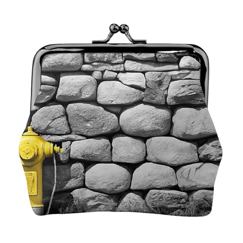 Pebble Stone Full Double-Sided Printed Pattern Damen und Mädchen Mode Leder Kiss Lock Münzbörse Kartentasche, Schwarz , Einheitsgröße, Kartenhalter von GTGHYLHA