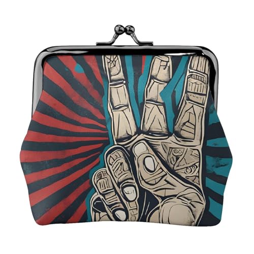Rock and Roll Full Double-Sided Printed Pattern Damen und Mädchen Mode Leder Kiss Lock Coin Purse Card Bag, Schwarz , Einheitsgröße, Kartenhalter von GTGHYLHA