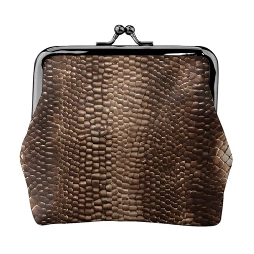 Schlangenhaut doppelseitig bedrucktes Muster Damen und Mädchen Mode Leder Kiss Lock Münzbörse Kartentasche, Schwarz , Einheitsgröße, Kartenhalter von GTGHYLHA