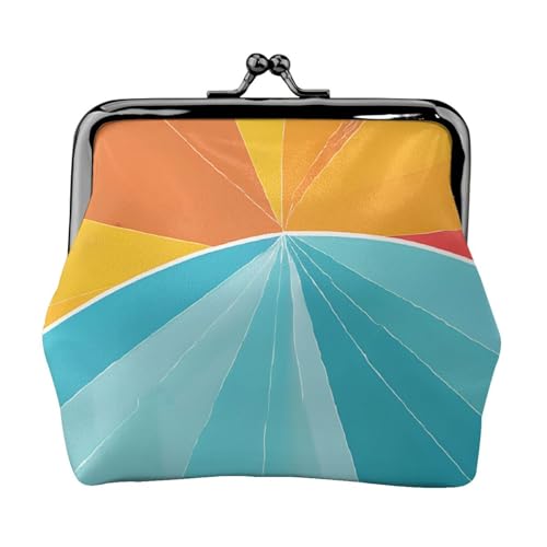 Sunset and Sunrise with Sea Waves Full Double-Sided Printed Pattern Damen und Mädchen Mode Leder Kiss Lock Coin Purse Card Bag, Schwarz , Einheitsgröße, Kartenhalter von GTGHYLHA