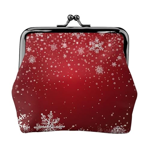 Weihnachten voll doppelseitig bedrucktes Muster Damen und Mädchen Mode Leder Kiss Lock Münzbörse Kartentasche, Schwarz , Einheitsgröße, Kartenhalter von GTGHYLHA