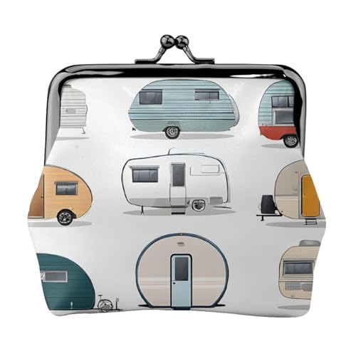 You Make Me Happy Trailer Full Double-Sided Printed Pattern Damen und Mädchen Mode Leder Kiss Lock Münzbörse Kartentasche, Schwarz , Einheitsgröße, Kartenhalter von GTGHYLHA