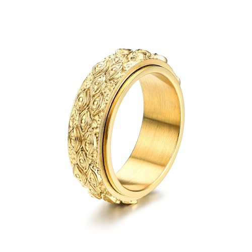 GTHIC Edelstahl Auge der Vorsehung Spinner Ring für Männer Frauen Gold Gothic Ring Alle Sehen Rotierende Band Ring Vintage Evil Eye Fidget Ringe Für Angst Schmuck Ringe Größe 10 von GTHIC