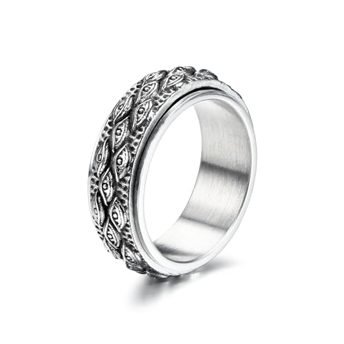 GTHIC Edelstahl Auge der Vorsehung Spinner Ring für Männer Frauen Silber Gothic Ring Alle Sehen Rotierende Band Vintage Evil Eye Fidget Ringe Für Angst Schmuck Ringe Größe 9 von GTHIC