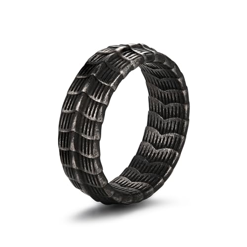 GTHIC Edelstahl-Drachenschuppen-Ring, Gothic-Geist-Tier-Amulett-Ring für Männer, Punk-Band, Schmuck, Geschenk, Größe 10 von GTHIC