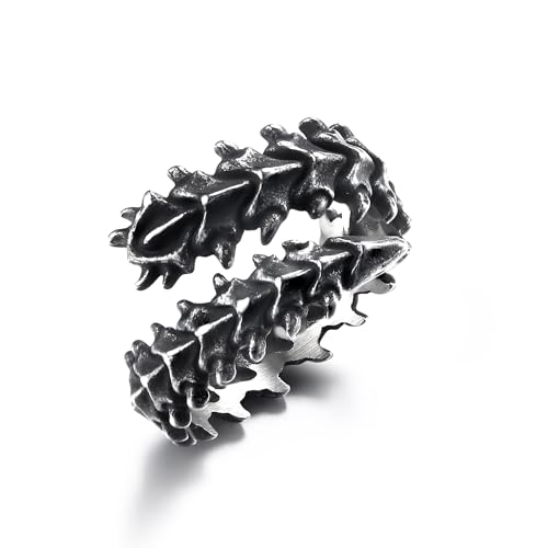 GTHIC Edelstahl Herren Gothic Centipede Ringe Dragon Spine Ring für Frauen Anime Ringe Punk Skull Schmuck, Größe 10 von GTHIC