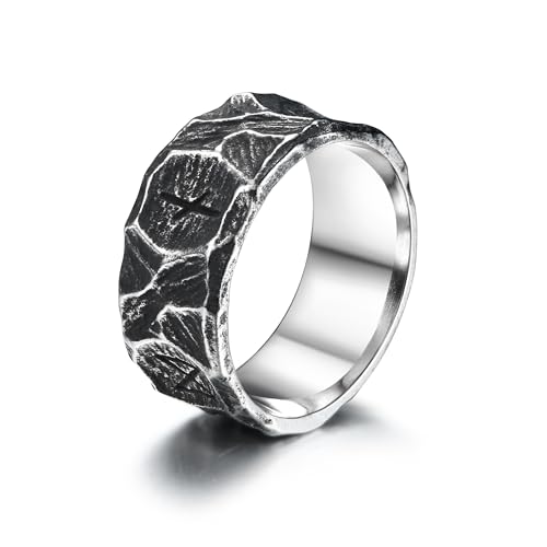 GTHIC Edelstahl-Wikinger-Ringe für Männer und Frauen, Punk-Vintage-Bandring, nordische Runen, Amulett-Ring, Schmuck, Geschenk für Paare, Größe 11 von GTHIC