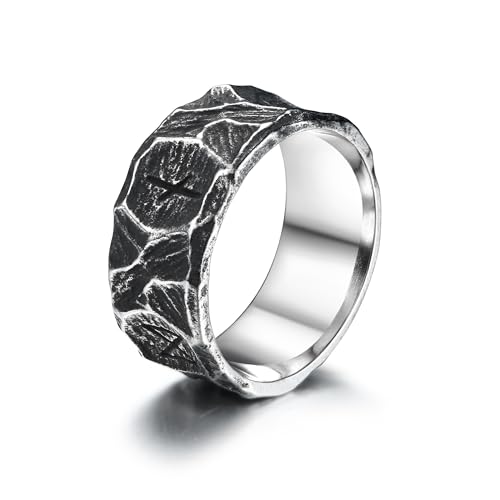 GTHIC Edelstahl-Wikinger-Ringe für Männer und Frauen, Punk-Vintage-Bandring, nordische Runen, Amulett-Ring, Schmuck, Geschenk für Paare, Größe 7 von GTHIC