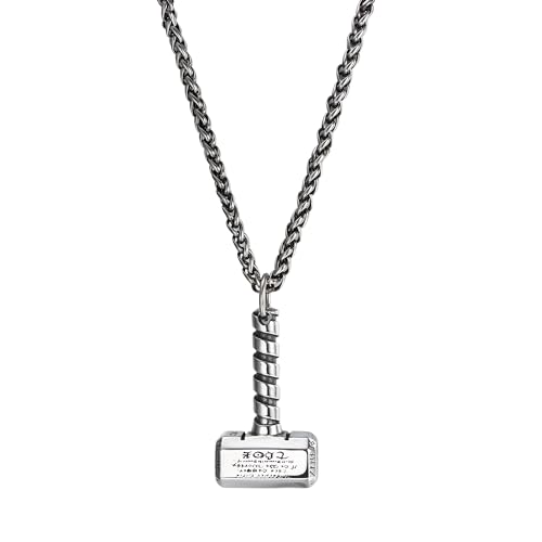 GTHIC Thors Hammer Halskette Nordischer Wikinger Mjolnir Anhänger Edelstahl mit Kette für Herren Schmuck Geschenk von GTHIC