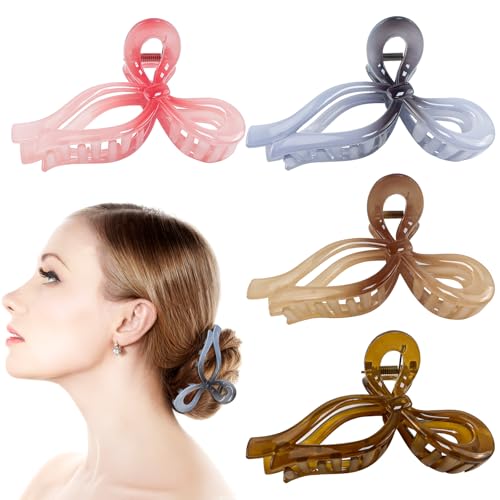 Schleifen-Haarklammern, elegante Haarspangen, rutschfest, große Haarklammern für dickes Haar, schickes Schmetterlings-Haar-Accessoire für Damen und Mädchen, 4 Stück (bunt) von GTILE