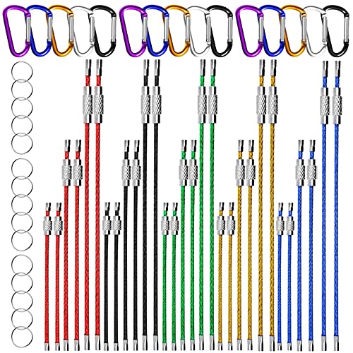 GTIWUNG 30PCS 10/15/20CM Farbige Stahldraht Keychain Draht Schlüsselanhänger, Schlüsselanhänger Kabelschleifen Edelstahl-Zahnrad, Schlüsselanhänger aus Drahtseil mit Drehverschluß GTIWUNG 30PCS 10/15/20CM Farbige Stahldraht Keychain Draht Schlüsselanhänger, Schlüsselanhänger Kabelschleifen Edelstahl-Zahnrad, Schlüsselanhänger aus Drahtseil mit Drehverschluß von GTIWUNG
