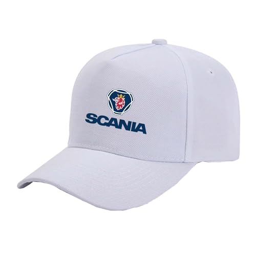 GTKRMXOB Unisex Dad Mütze Polomützen Für Scania Bequeme Kopfbedeckung Fürs Training Atmungsaktive Snapback-Mütze Grafische Verstellbare Trucker-Mütze Baseballkappe-White||One Size von GTKRMXOB
