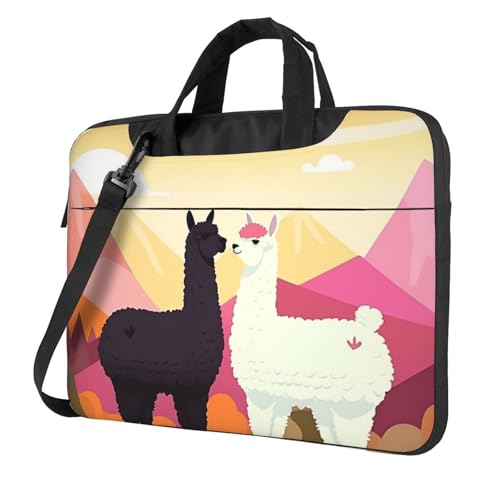 Alpacas in Love in The Mountains Laptoptasche, 13 Zoll (33 cm), Business-Aktentasche für Männer und Frauen, wasserabweisend, Laptop-Umhängetasche von GTKSYNVE