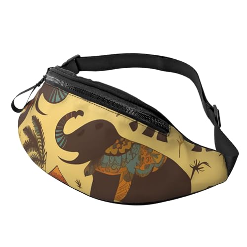 Bauchtasche mit afrikanischem Elefantenmotiv, für Damen und Herren, modische Hüfttasche, verstellbare Umhängetasche, überall Bauchtasche mit afrikanischem Elefantenmotiv, für Damen und Herren, modische Hüfttasche, verstellbare Umhängetasche, überall von GTKSYNVE