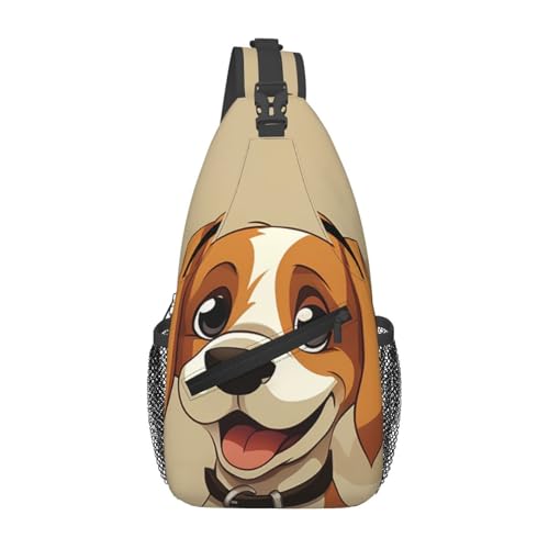GTKSYNVE Cartoon Beagle Dogs Cross Chest Bag Diagonal Sling Backpack Outdoor Travel Cycling Bag for Men Women, Black, One Size, Sling Backpacks, Schwarz , Einheitsgröße, Sling Rucksäcke von GTKSYNVE