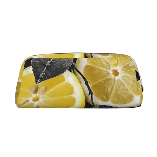 GTKSYNVE Make-up-Tasche aus Leder für Geldbörse, Reisen, tragbar, kleine Bleistifttasche für Damen und Herren, Zitronengelb, Kosmetiktasche mit Reißverschluss, Federmäppchen, ästhetische Münztasche von GTKSYNVE
