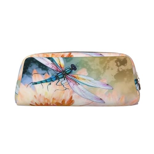 GTKSYNVE Make-up-Tasche aus Leder für Geldbörse, Reisen, tragbar, kleine Bleistifttasche für Damen und Herren, fliegende Libellen, Lilien, Blumen, Kosmetiktasche mit Reißverschluss, Federmäppchen GTKSYNVE Make-up-Tasche aus Leder für Geldbörse, Reisen, tragbar, kleine Bleistifttasche für Damen und Herren, fliegende Libellen, Lilien, Blumen, Kosmetiktasche mit Reißverschluss, Federmäppchen von GTKSYNVE