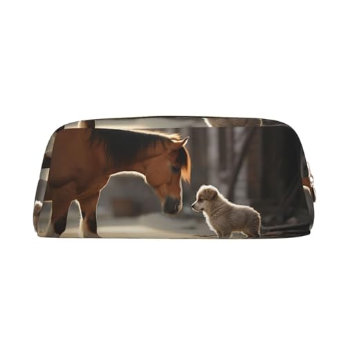GTKSYNVE Make-up-Tasche aus Leder für Geldbörse, Reisen, tragbar, kleine Bleistifttasche für Damen und Herren, niedlicher Hund und Pferd, Kosmetiktasche mit Reißverschluss, ästhetische Münztasche GTKSYNVE Make-up-Tasche aus Leder für Geldbörse, Reisen, tragbar, kleine Bleistifttasche für Damen und Herren, niedlicher Hund und Pferd, Kosmetiktasche mit Reißverschluss, ästhetische Münztasche von GTKSYNVE