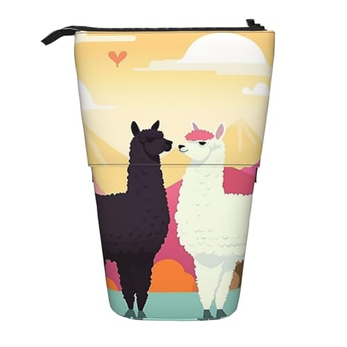 GTKSYNVE Stehendes Federmäppchen, Alpakas in Love in The Mountains Teleskop-Bleistifthalter, niedliche Make-up-Kosmetiktasche mit Reißverschluss, ästhetische Bleistifttaschen für Weihnachten, Urlaub von GTKSYNVE