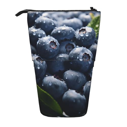 GTKSYNVE Stehendes Federmäppchen, Delicious Blueberry Teleskop-Bleistifthalter, niedliche Make-up-Kosmetiktasche mit Reißverschluss, ästhetische Bleistifttaschen für Weihnachten, Urlaub, Neujahr von GTKSYNVE