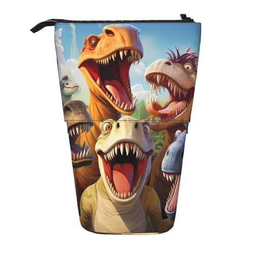 GTKSYNVE Stehendes Federmäppchen, Dinosaurier-Selfie-Teleskop-Bleistifthalter, niedliche Make-up-Kosmetiktasche mit Reißverschluss, ästhetische Bleistifttaschen für Weihnachten, Urlaub, Neujahr von GTKSYNVE