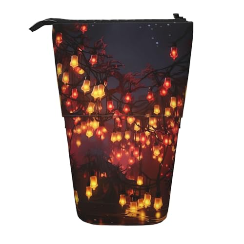 GTKSYNVE Stehendes Federmäppchen, Papierlaterne, Teleskop-Bleistifthalter, niedliche Make-up-Kosmetiktasche mit Reißverschluss, ästhetische Bleistifttaschen für Weihnachten, Urlaub, Neujahr von GTKSYNVE