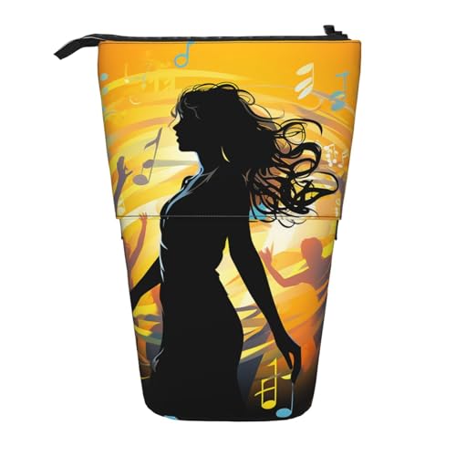 GTKSYNVE Stehendes Federmäppchen, Tanzmusik, Teleskop-Bleistifthalter, niedliche Make-up-Kosmetiktasche mit Reißverschluss, ästhetische Bleistifttaschen für Weihnachten, Urlaub, Neujahr, Bürotasche von GTKSYNVE