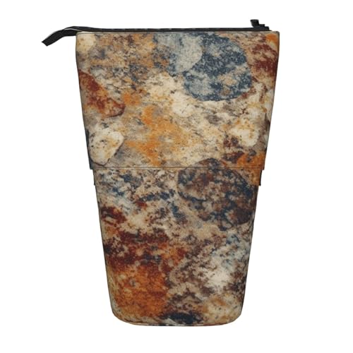 GTKSYNVE Stehendes Federmäppchen, abstrakter Granit-Teleskop-Bleistifthalter, niedliche Make-up-Kosmetiktasche mit Reißverschluss, ästhetische Bleistifttaschen für Weihnachten, Urlaub, Neujahr von GTKSYNVE