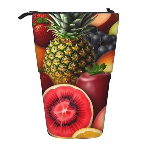 GTKSYNVE Stehendes Federmäppchen, frische saftige Früchte, Teleskop-Bleistifthalter, niedliche Make-up-Kosmetiktasche mit Reißverschluss, ästhetische Bleistifttaschen für Weihnachten, Urlaub, Neujahr von GTKSYNVE