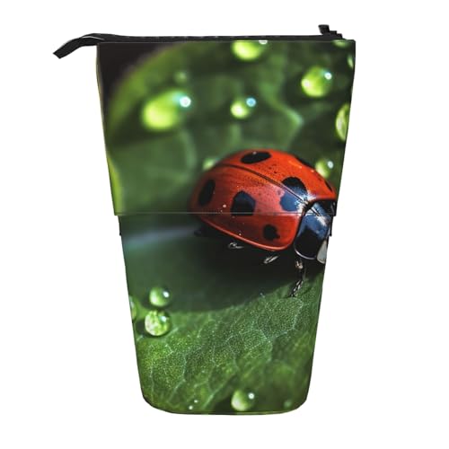 GTKSYNVE Stehendes Federmäppchen, kleiner Marienkäfer, Teleskop-Bleistifthalter, niedliche Make-up-Kosmetiktasche mit Reißverschluss, ästhetische Bleistifttaschen für Weihnachten, Urlaub, Neujahr von GTKSYNVE