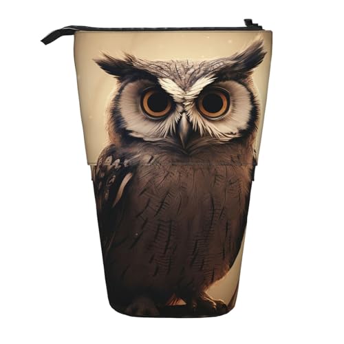 GTKSYNVE Stehendes Federmäppchen, niedliche Eule, Teleskop-Bleistifthalter, niedliche Make-up-Kosmetiktasche mit Reißverschluss, ästhetische Bleistifttaschen für Weihnachten, Urlaub, Neujahr von GTKSYNVE