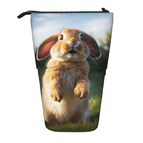 GTKSYNVE Stehendes Federmäppchen, niedlicher lustiger Kaninchen-Teleskop-Bleistifthalter, niedliche Make-up-Kosmetiktasche mit Reißverschluss, ästhetische Bleistifttaschen für Weihnachten, Urlaub von GTKSYNVE