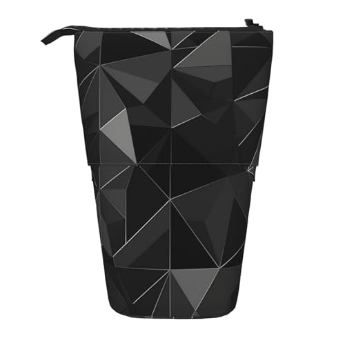 GTKSYNVE Stehendes Federmäppchen, schwarz, geometrischer Teleskop-Bleistifthalter, niedliche Make-up-Kosmetiktasche mit Reißverschluss, ästhetische Bleistifttaschen für Weihnachten, Urlaub, Neujahr von GTKSYNVE