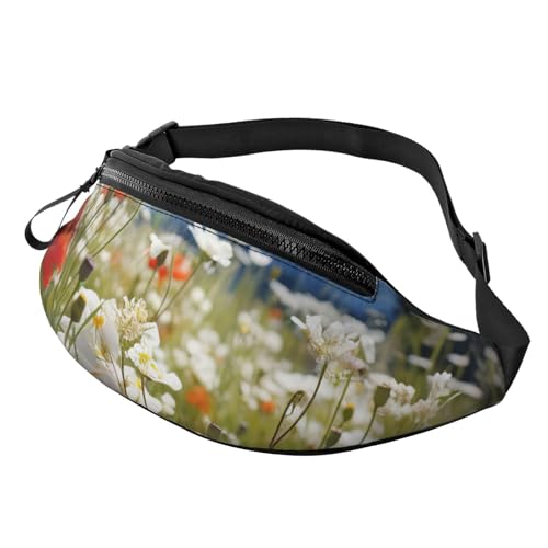 Gürteltasche für Damen und Herren, modische Hüfttasche, verstellbare Umhängetasche, überall mit Wiesen- und Gänseblümchen-Motiv von GTKSYNVE