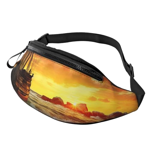 Gürteltasche mit Piratenschiff im Sonnenuntergang für Herren und Damen, modische Hüfttasche, verstellbare Umhängetasche, überall von GTKSYNVE