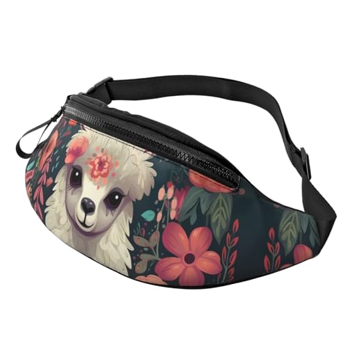 Gürteltasche mit niedlichem Lama-Blumenmuster für Männer und Frauen, modische Hüfttasche, verstellbare Umhängetasche, überall Gürteltasche mit niedlichem Lama-Blumenmuster für Männer und Frauen, modische Hüfttasche, verstellbare Umhängetasche, überall von GTKSYNVE