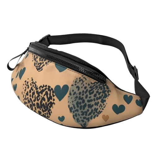 Leopard Love Bauchtasche für Herren und Damen, modische Hüfttasche, verstellbare Umhängetasche, überall Leopard Love Bauchtasche für Herren und Damen, modische Hüfttasche, verstellbare Umhängetasche, überall von GTKSYNVE