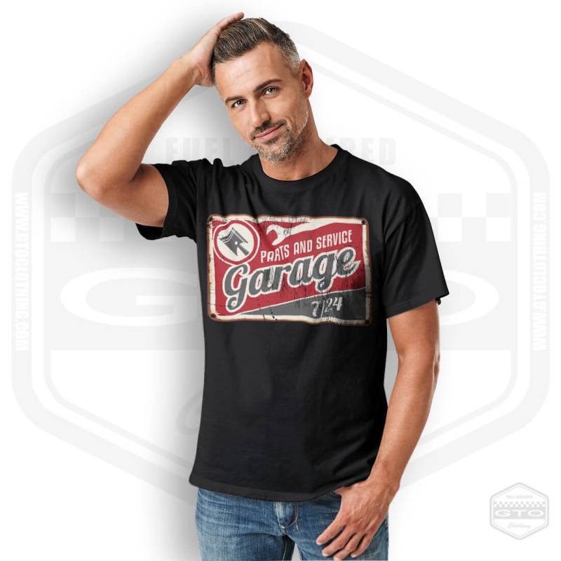 Herren Vintage Gas Station Sign 4 Lustiges Auto Kerl T-Shirt von GTOClothing