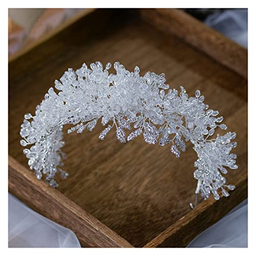 GTORCZDF Krone Weiß Kristall Tiara Handgemachte Stirnbänder Perlen Kronen Haar Ornament Braut Hochzeitskleid Zubehör (A Tiara) von GTORCZDF