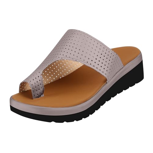 GTTGHJ6DHY Sommer Damen PU Leder Freizeit Fischmaul Dicke Sohle Atmungsaktiv Hohl Set von Zehen Hausschuhe Anti-Rutsch Verschleißfest Strandkleidung Outdoor Sandalen, braun, 41 EU von GTTGHJ6DHY