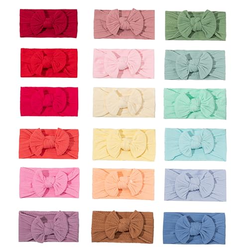 GTTUKK 18 weiche Nylon-Stirnbänder mit Haarschleifen, elastische Kopfwickel, Haarschmuck für Neugeborene, Babys, Mädchen, Kleinkinder, Kinder (Einheitsgröße) von GTTUKK