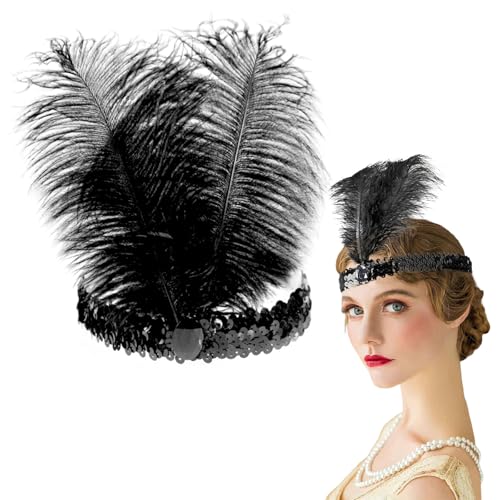 20er Jahre Haarschmuck, Feder Haarschmuck, Kopfschmuck Federn, Charleston Kopfschmuck, Haarreif Fasching Damen, 20er Jahre Flapper Feder Haarband, Karnevalsgeschenke für Frauen von GTYARYUA