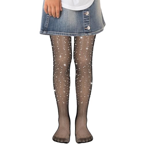 GTYARYUA Netzstrumpfhose Kinder, Strumpfhose Glitzer, Kinderstrumpfhosen, Glitzer Netzstrumpfhose, für Mädchentanz, Karnevalsparty Kostüm (Schwarz) von GTYARYUA