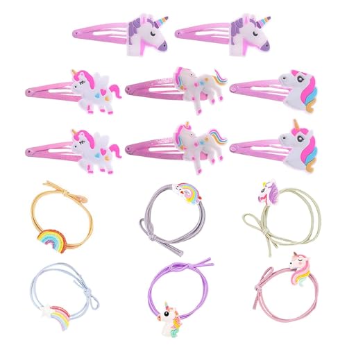 8 Stück Haarspangen Für Mädchen, 6 Stück Haargummis Für Mädchen, Regenbogen-Pony-Haar-Accessoires, Haarspangen Für Mädchenparty, Regenbogen-Pony-Haar-Accessoires von GTYHH