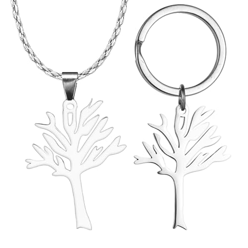 GTYHH 1 Stück Halskette Mit Baumanhänger Und 1 Stück Schlüsselanhänger Mit Baumanhänger, Edelstahlschmuck, Personalisierter Und Vielseitiger Schmuck, Einfacher Schmuck von GTYHH