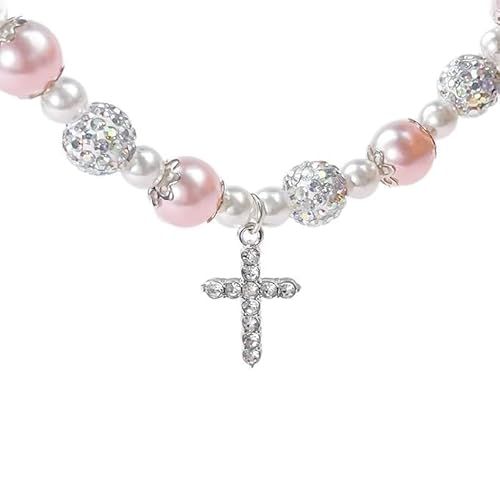 GTYHH 1 -Teiliges Kreuz -Anhängerarmband Mit 1 -Stück -Karte, Farbperlenarmband, Niedlicher Schmuck, Einstellbares Taufarmband, Mädchenkommunion -Accessoires. von GTYHH