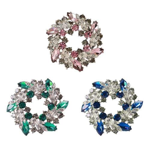 GTYHH 3 Stück Strass-Girlanden-Brosche, Exquisites Blumen-Anstecknadel-Abzeichen, Damen-Diamant-Abzeichen, Einfache Mode-Brosche, Kleidungsdekorations-Anstecknadel von GTYHH