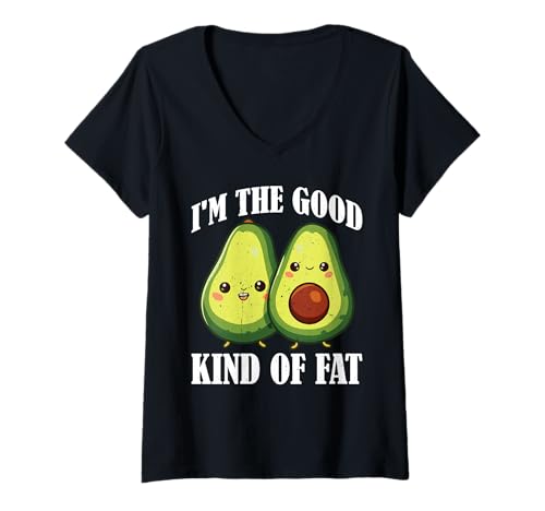 Damen I'm The Good Kind of Fat Lebensmittel Avocado gesund - T-Shirt mit V-Ausschnitt Damen I'm The Good Kind of Fat Lebensmittel Avocado gesund - T-Shirt mit V-Ausschnitt von GUAC -Ziele gesunde Wortspiele